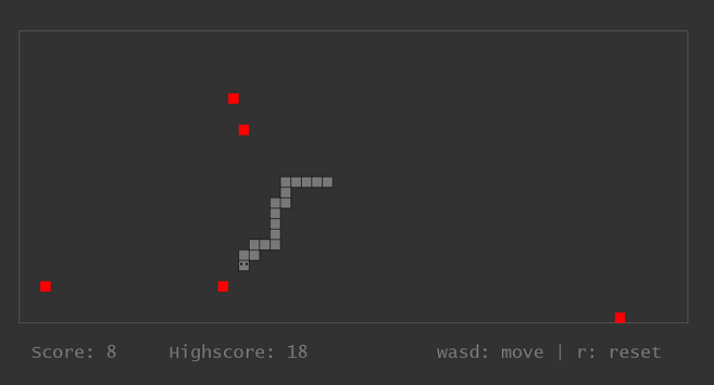 basic old arcade style snake game in simple html canvas graphics